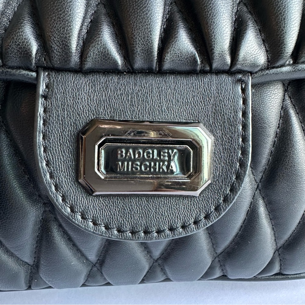 BADGLEY MISCHKA | Quilted Vegan Leather Messenger Crossbody Bag & Cosmetic Bag - Picture 3 of 5
